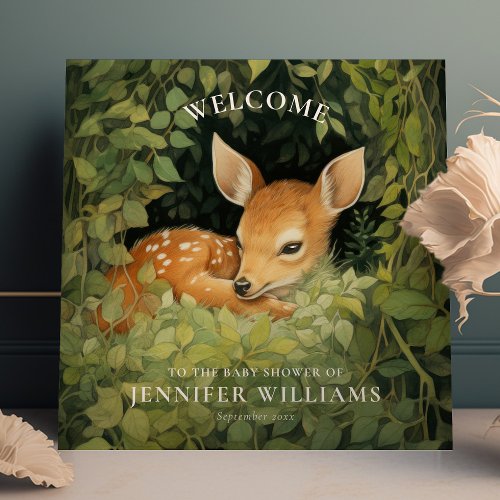 Watercolor Baby Deer Welcome Sign Squared