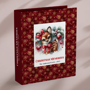 Watercolor baby deer winter scene kids ring binder