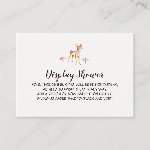 Watercolor Baby Deer with Mushrooms Display Shower Enclosure Card