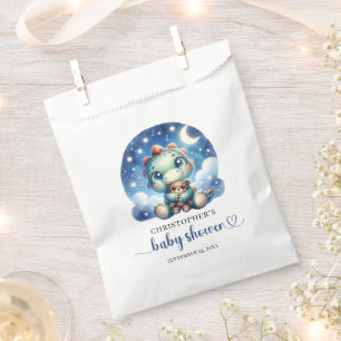 Watercolor baby dino and teddy bear Baby shower Favor Bag