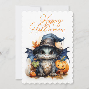Watercolor Baby Dragon Children's Halloween Party  Invitation