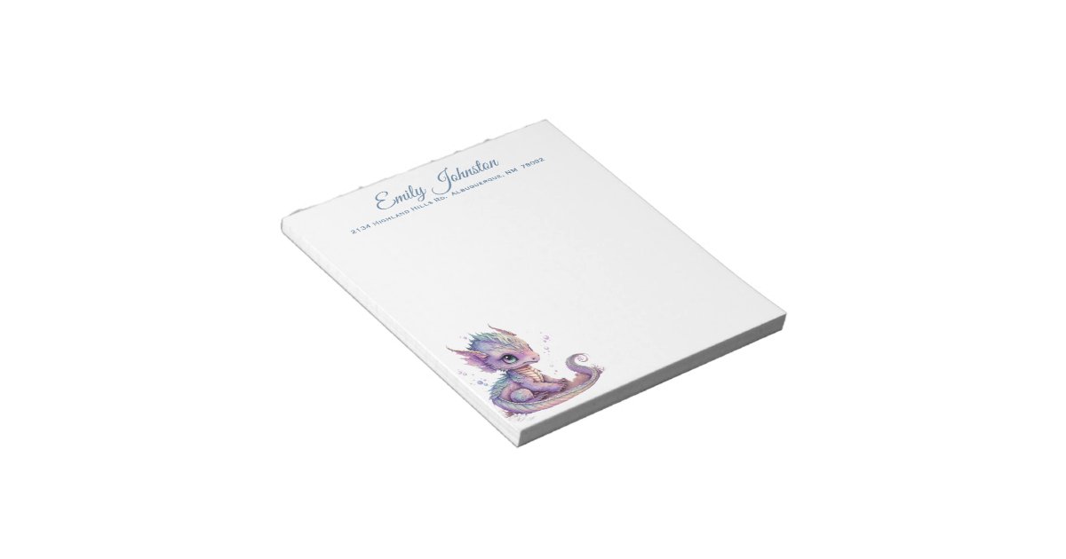Watercolor Baby Dragon Custom Stationery Notepad | Zazzle