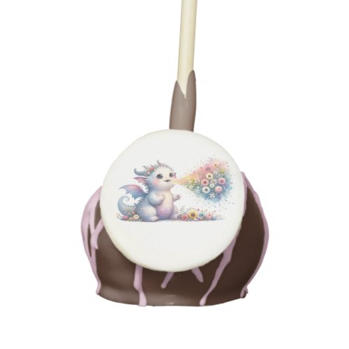 Watercolor Baby Dragon With Floral Fire Breath Cake Pops
