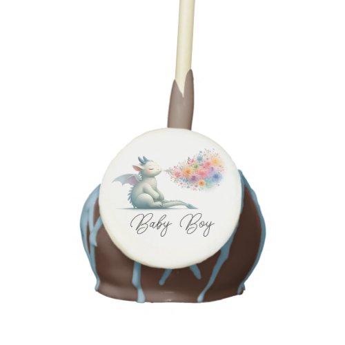Watercolor Baby Dragon with Floral Fire Breath  Cake Pops