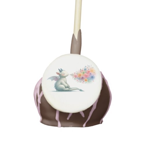 Watercolor Baby Dragon with Floral Fire Breath  Cake Pops