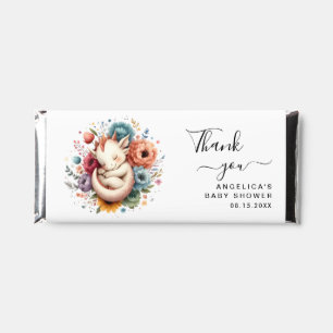 Watercolor Baby Dragon With Flowers Thank You Hershey Bar Favors