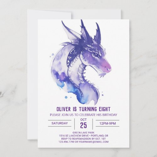 Watercolor Baby Dragons Birthday Invitation