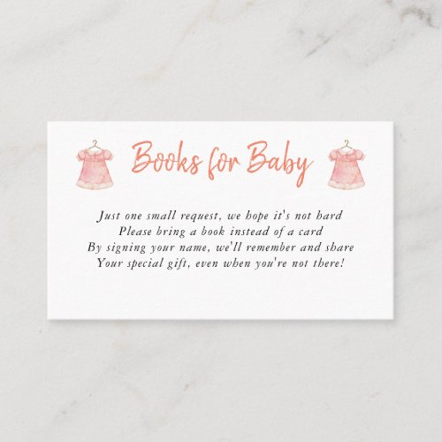 Watercolor Baby Dress Books for Baby Card Insert