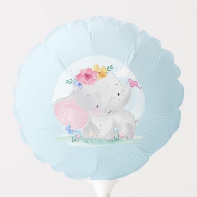 Watercolor Baby Elephant Balloon (Front)