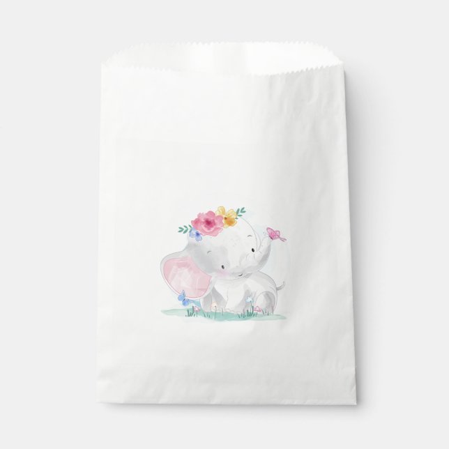 Watercolor Baby Elephant Favor Bag (Front)