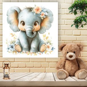 Watercolor Baby Elephant Nursery  Acrylic Print