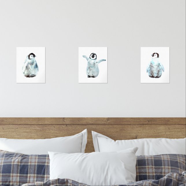 Watercolor Baby Emperor Penguins  Wall Art Sets (Bedroom)