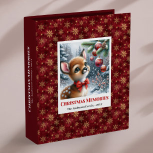 Watercolor baby fawn christmas scene custom album 3 ring binder