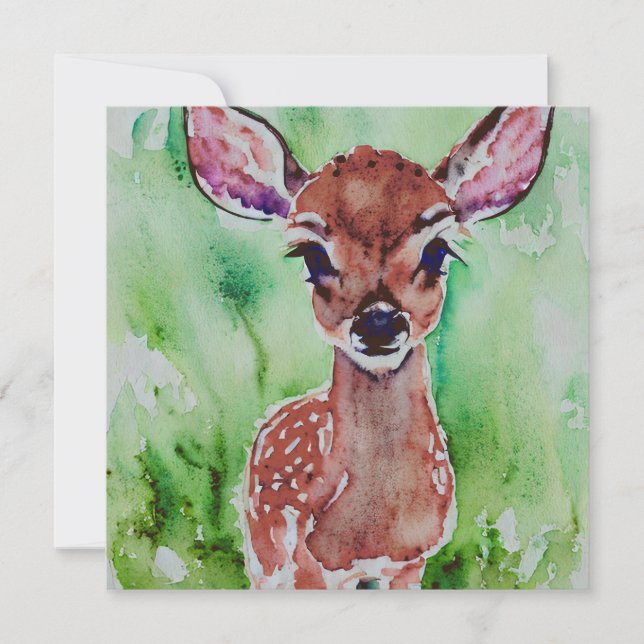 watercolor baby fawn holiday card (Front)