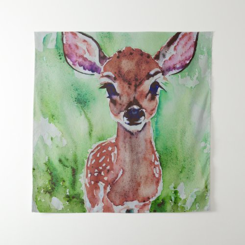 watercolor baby fawn tapestry
