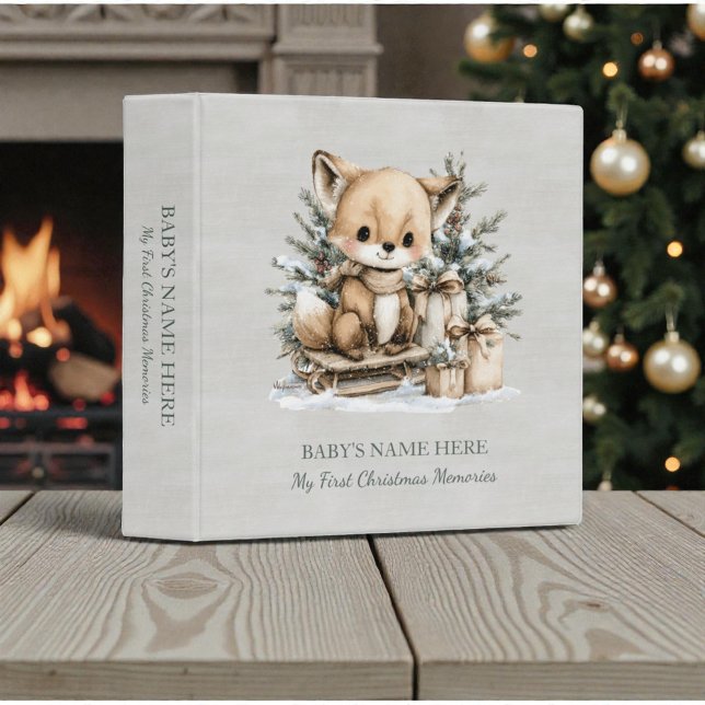 Watercolor Baby First Christmas Photo Album 3 Ring Binder (Creator Uploaded)