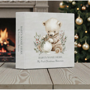 Watercolor Baby First Christmas Photo Album 3 Ring Binder