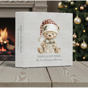 Watercolor Baby First Christmas Photo Album 3 Ring Binder