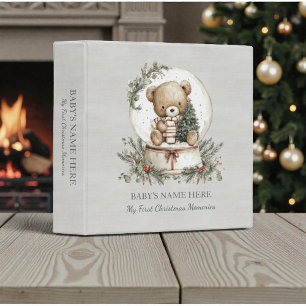 Watercolor Baby First Christmas Photo Album 3 Ring Binder