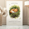 Watercolor Baby Fox Greenery Welcome Sign | Zazzle