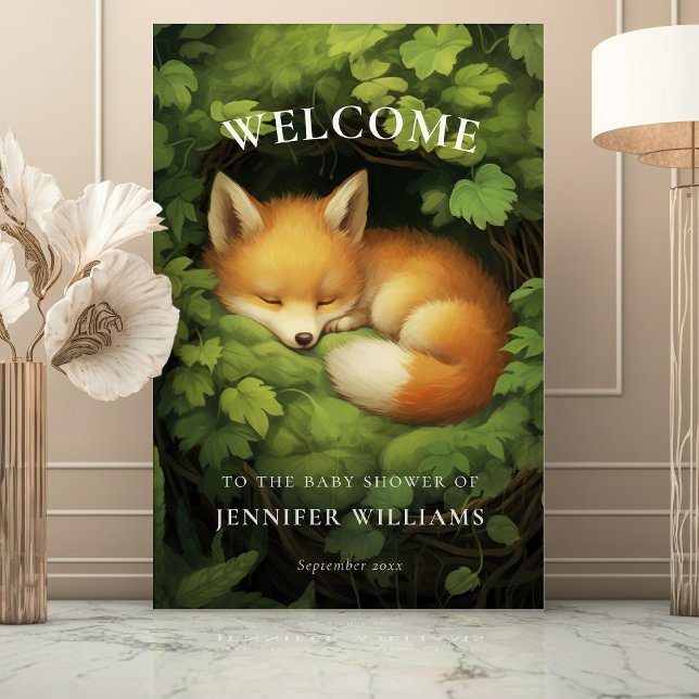 Watercolor Baby Fox Greenery Welcome Sign (Creator Uploaded)