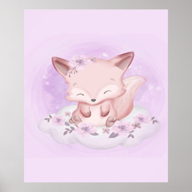 Watercolor Baby Fox Lovers | Gift For Baby Poster (Front)