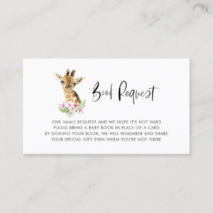 Watercolor Baby Giraffe Floral Book Request Card