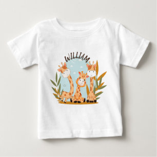 Watercolor Baby Giraffe, Safari Animals Baby T-Shirt