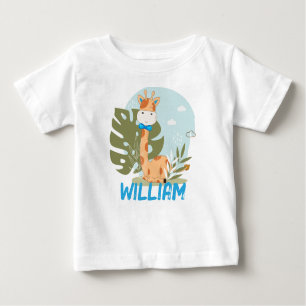 Watercolor Baby Giraffe, Safari Animals Baby T-Shirt
