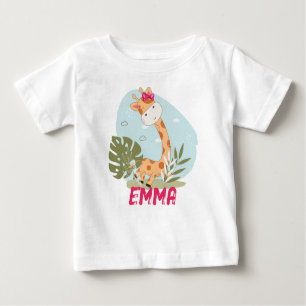 Watercolor Baby Giraffe, Safari Animals Baby T-Shirt