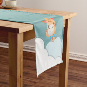 Watercolor Baby Giraffe, Safari Animals Short Table Runner