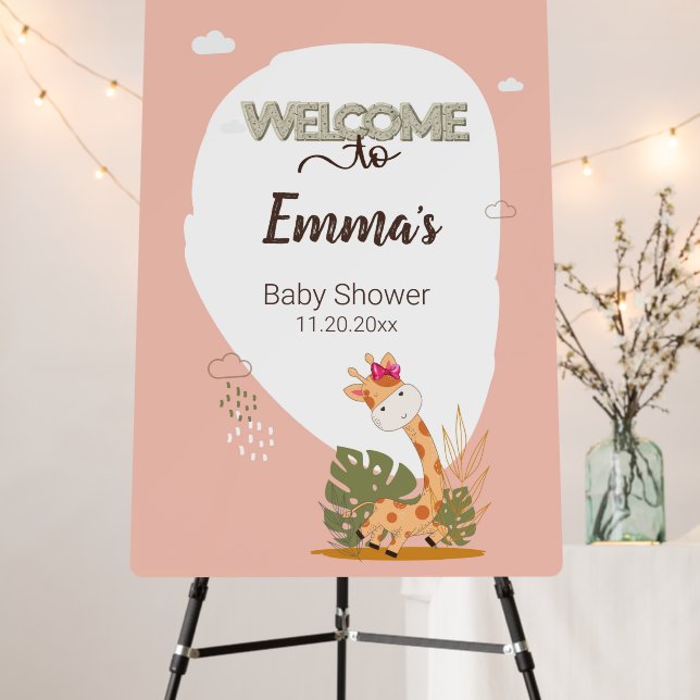 Watercolor Baby Giraffe,Welcome To Baby Shower  Foam Board (In Situ (Stand))