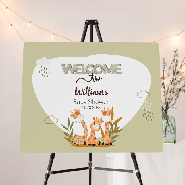 Watercolor Baby Giraffe,Welcome To Baby Shower  Foam Board (In Situ (Stand))