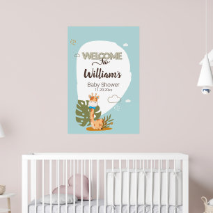 Watercolor Baby Giraffe,Welcome To Baby Shower Poster