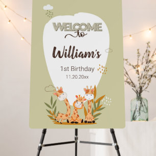 Watercolor Baby Giraffe,Welcome To Birthday Foam Board