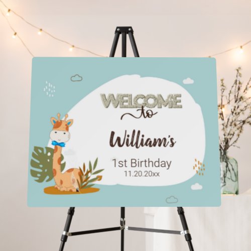 Watercolor Baby GiraffeWelcome To Birthday Foam Board