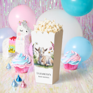 Watercolor Baby Goat with Wildflowers Baby Shower Favor Boxes