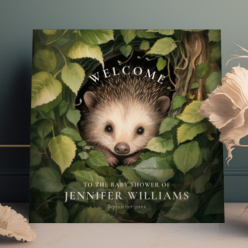 Watercolor Baby Hedgehog Welcome Sign Squared