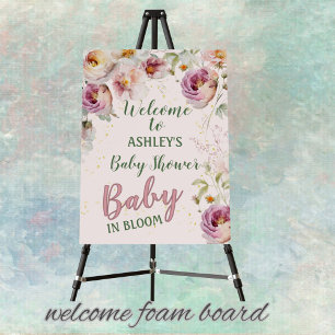 Watercolor Baby in Bloom Girl Baby Shower  Foam Board
