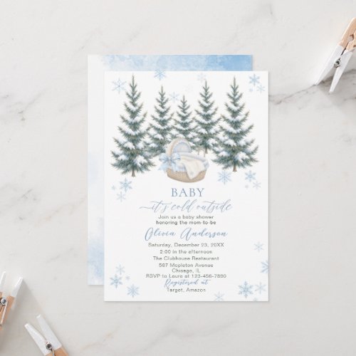 Watercolor Baby its cold outside Baby Shower Invitation