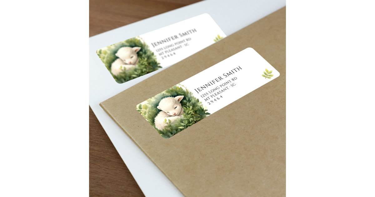 Watercolor Baby Lamb Baby Shower Address Labels | Zazzle
