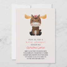 Watercolor Baby Moose Cute Whimsical Baby Girl