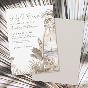 Watercolor Baby On Board Beach Baby Shower Invitation