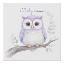 Watercolor Baby Owl Canvas Print