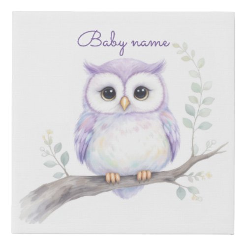 Watercolor Baby Owl Canvas Print