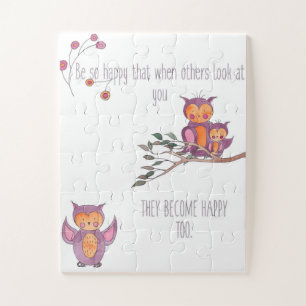 Watercolor Baby Owl Nursery Wall Art Jigsaw Puzzle