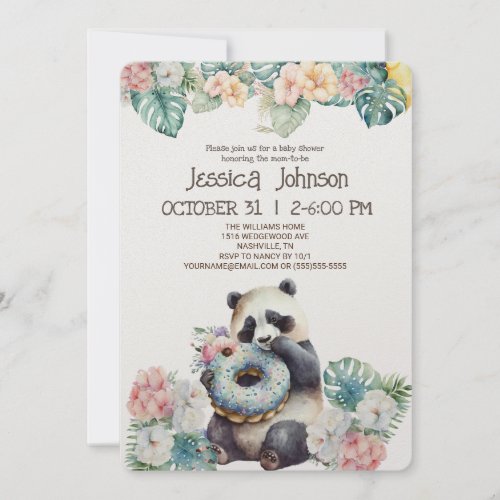 Watercolor Baby Panda Baby Shower Invitation