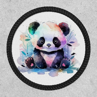 Watercolor Baby Panda Bear - Colorful Patch