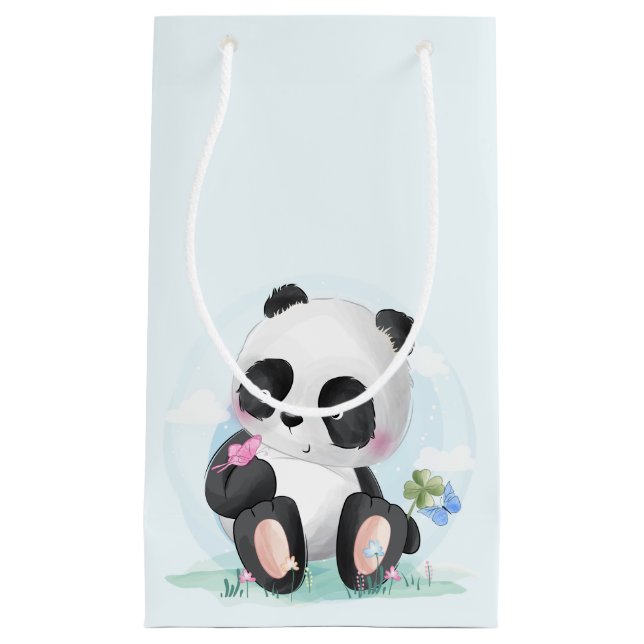 Watercolor Baby Panda Bear Small Gift Bag (Front)