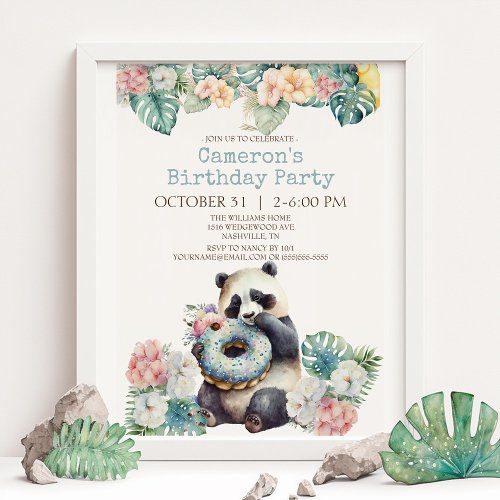 Watercolor Baby Panda Birthday Invitation